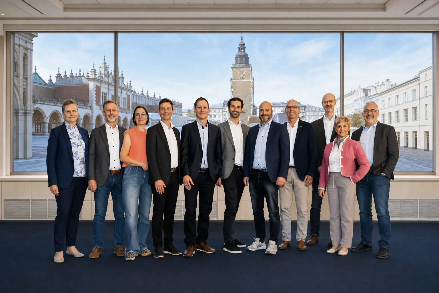 Der Vorstand des MAN-Beirats im Jahr 2025 vor historischer Architektur